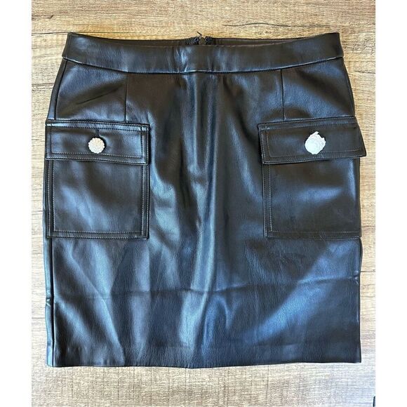 Generation Love Ari Vegan Leather Cargo with Rhinestone Buttons Skirt Black Size - Picture 4 of 9